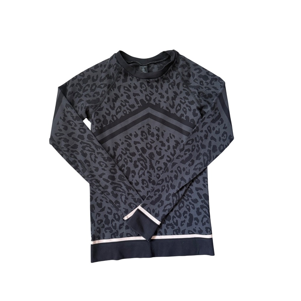 Sweaty Betty Ski Base Layer Top Leopard Print Grey Black SB6096 Womens S